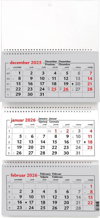 koledar tridelni spiralni - ec                      