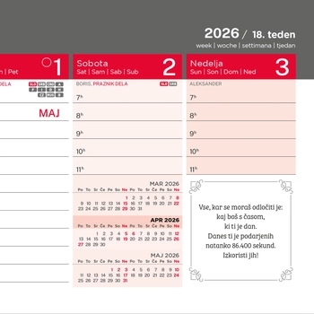 Koledar Namizni ležeči, pozitivne misli - E                     