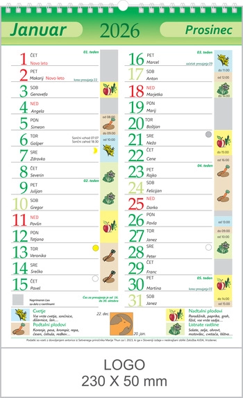 Koledar Setveni s spiralo - EC                 