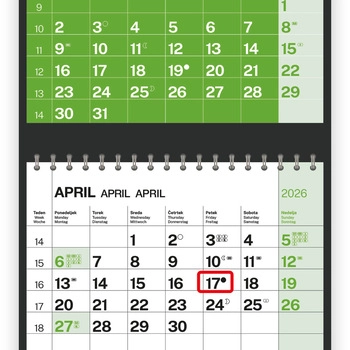 Koledar Tridelni barvni s spiralo - E                   