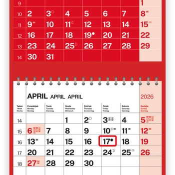 Koledar Tridelni barvni s spiralo - E                   