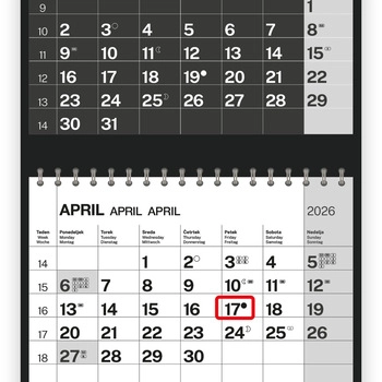 Koledar Tridelni barvni s spiralo - E                   