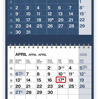 Koledar Tridelni barvni s spiralo - E                   