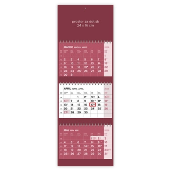 Koledar Tridelni barvni s spiralo - E                   